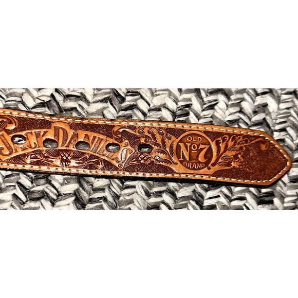 Jack Daniels Mens Size 30 Old No 7 Embossed 1179JD Brown Full Grain Leather Belt - Picture 6 of 10